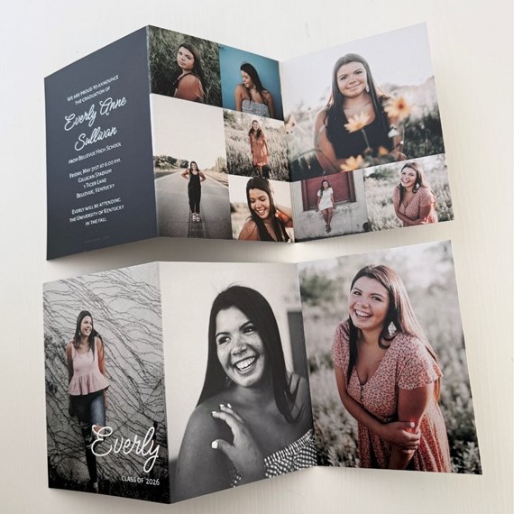 graduation invitation with photo placeholders and printed text
